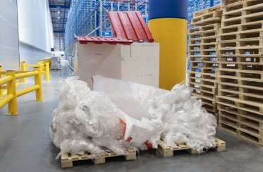 plastic packaging waste in manufacturing environment