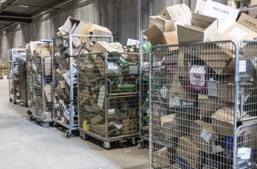 cardboard waste in cages