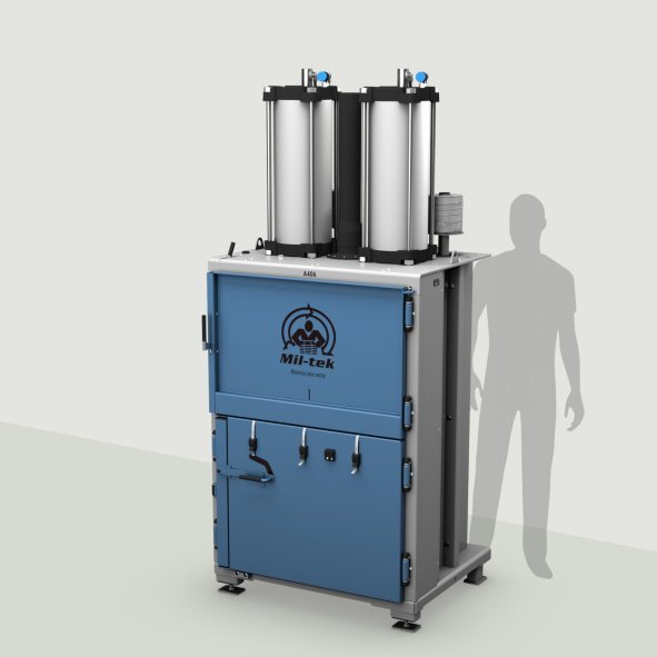 A406-2026 - cardboard baler & plastic baler - blue machine - grey background - New Zealand