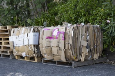 Recycable cardboard bales on pallets